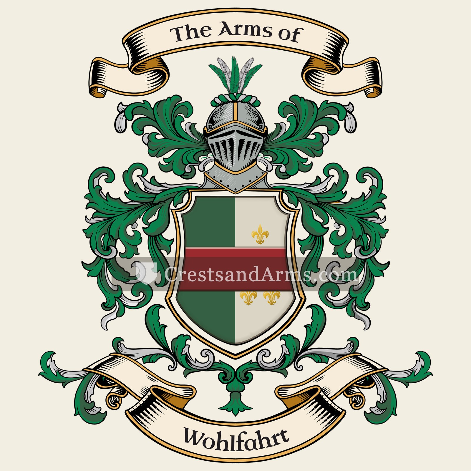 The Wohlfahrt coat of arms, drawn from the recorded blazon