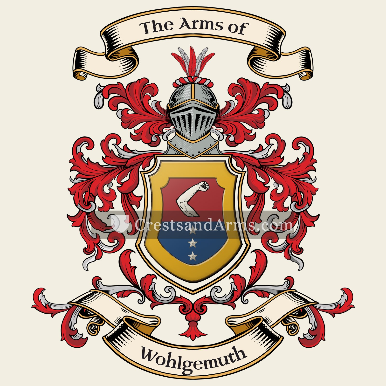 The Wohlgemuth coat of arms, drawn from the recorded blazon