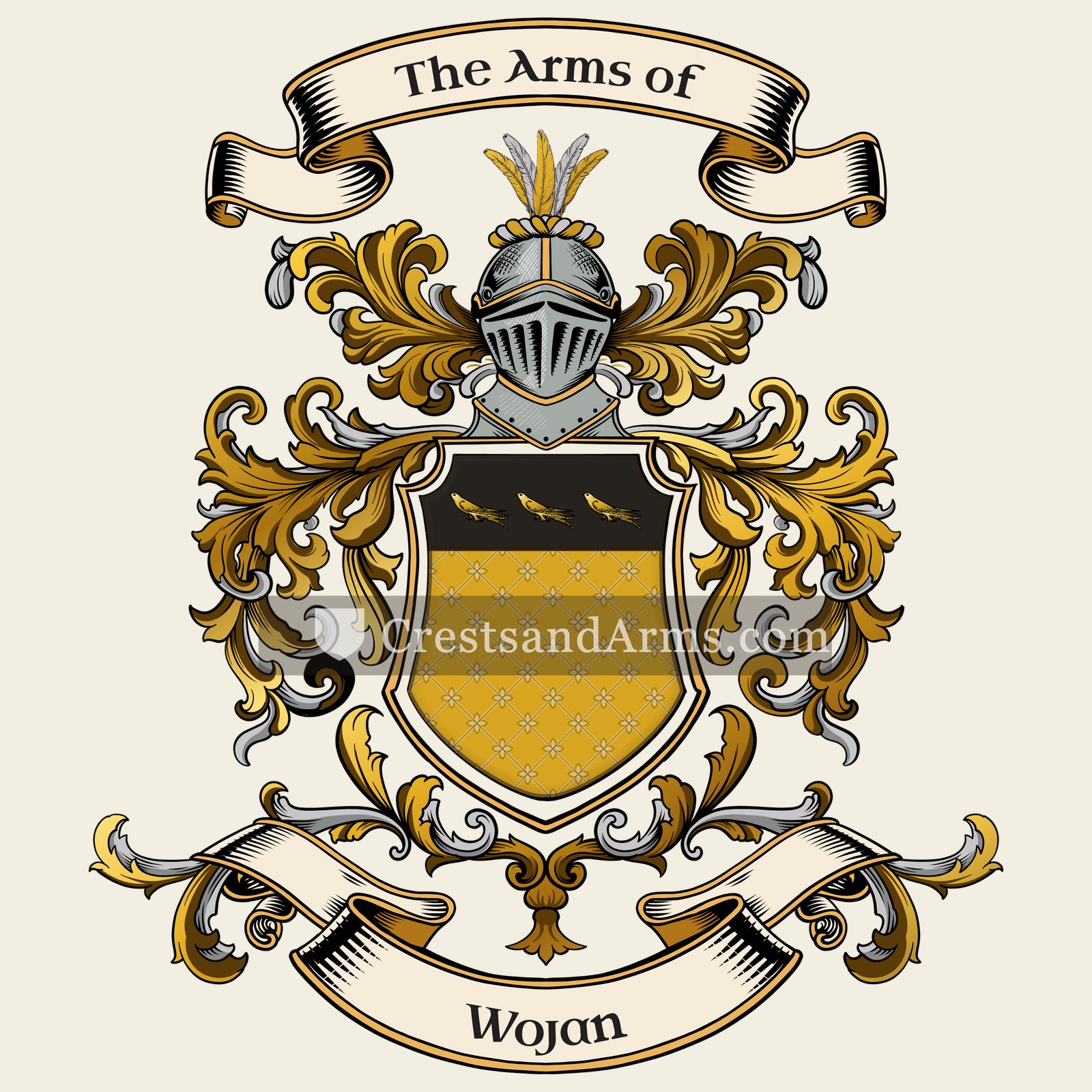 The Wojan coat of arms, drawn from the recorded blazon