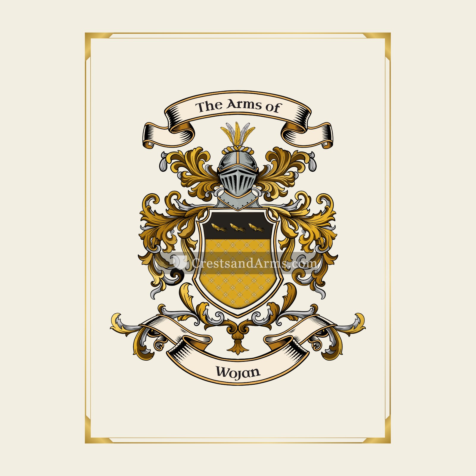 With gold border