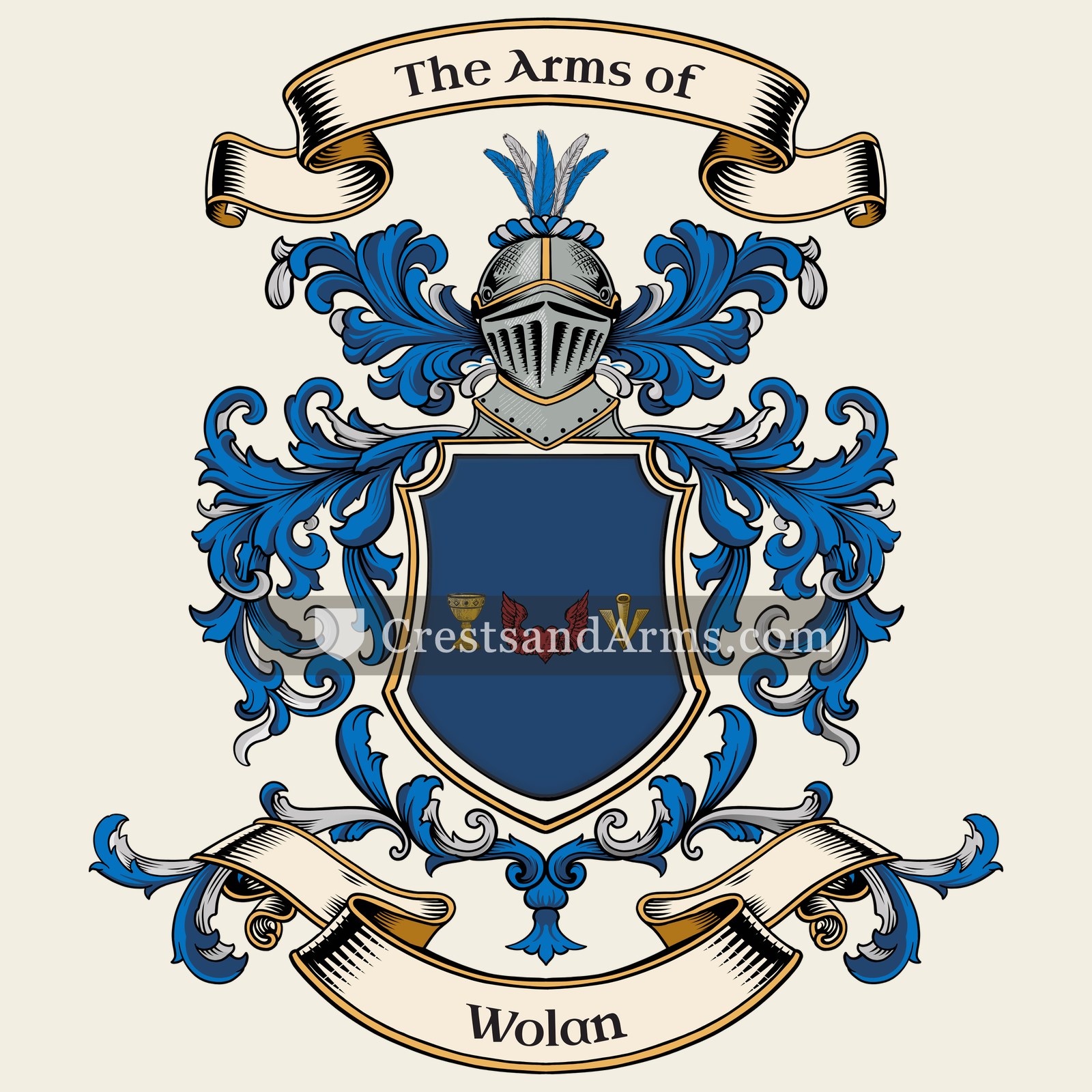 The Wolan coat of arms, drawn from the recorded blazon