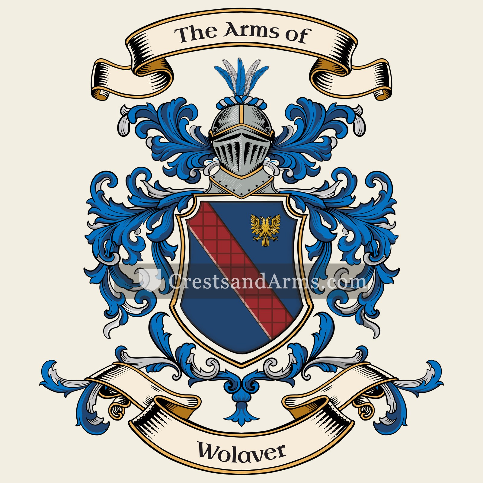 The Wolaver coat of arms, drawn from the recorded blazon