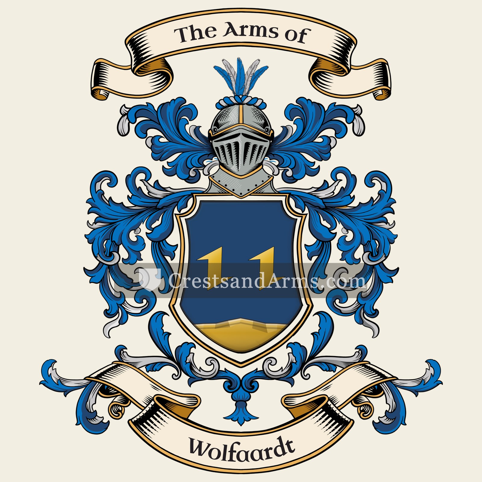 The Wolfaardt coat of arms, drawn from the recorded blazon