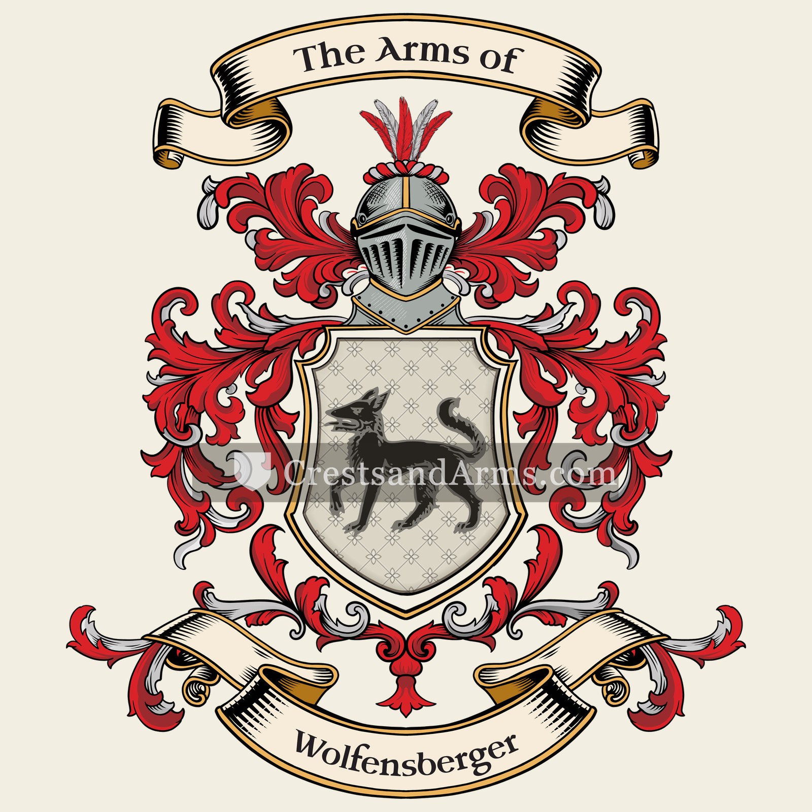The Wolfensberger coat of arms, drawn from the recorded blazon