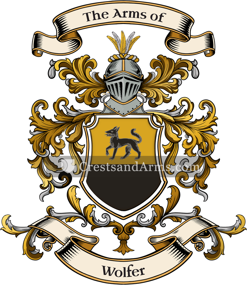 The Wolfer coat of arms, drawn from the recorded blazon