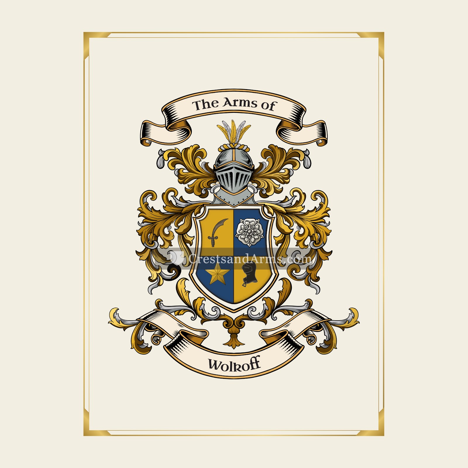 With gold border