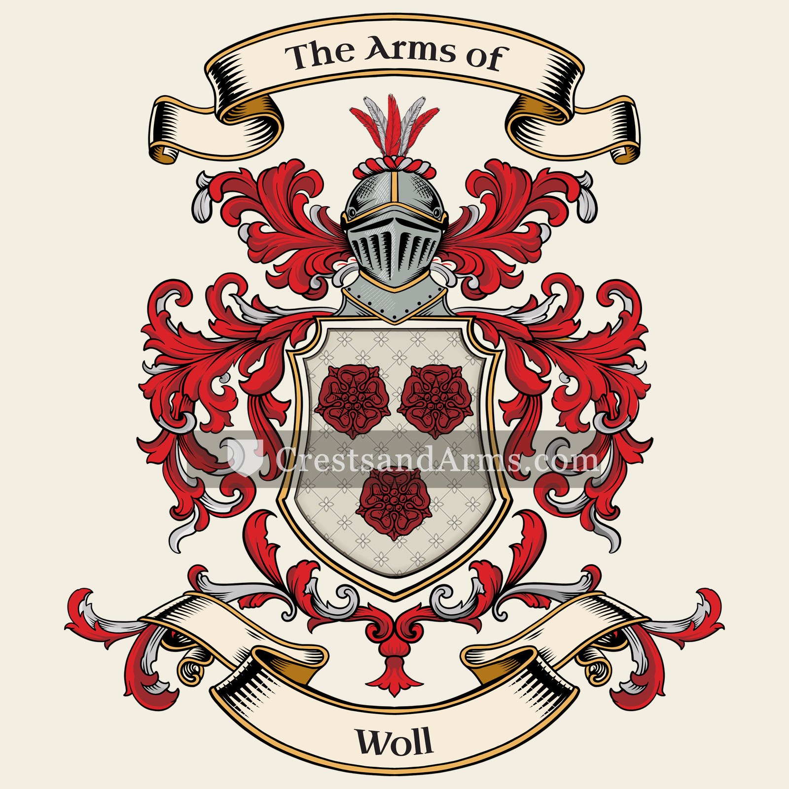 The Woll coat of arms, drawn from the recorded blazon