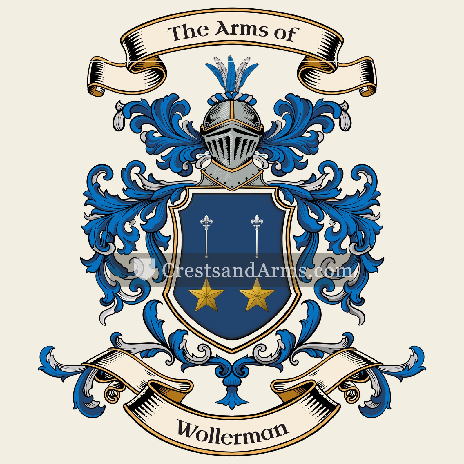 The Wollerman coat of arms, drawn from the recorded blazon