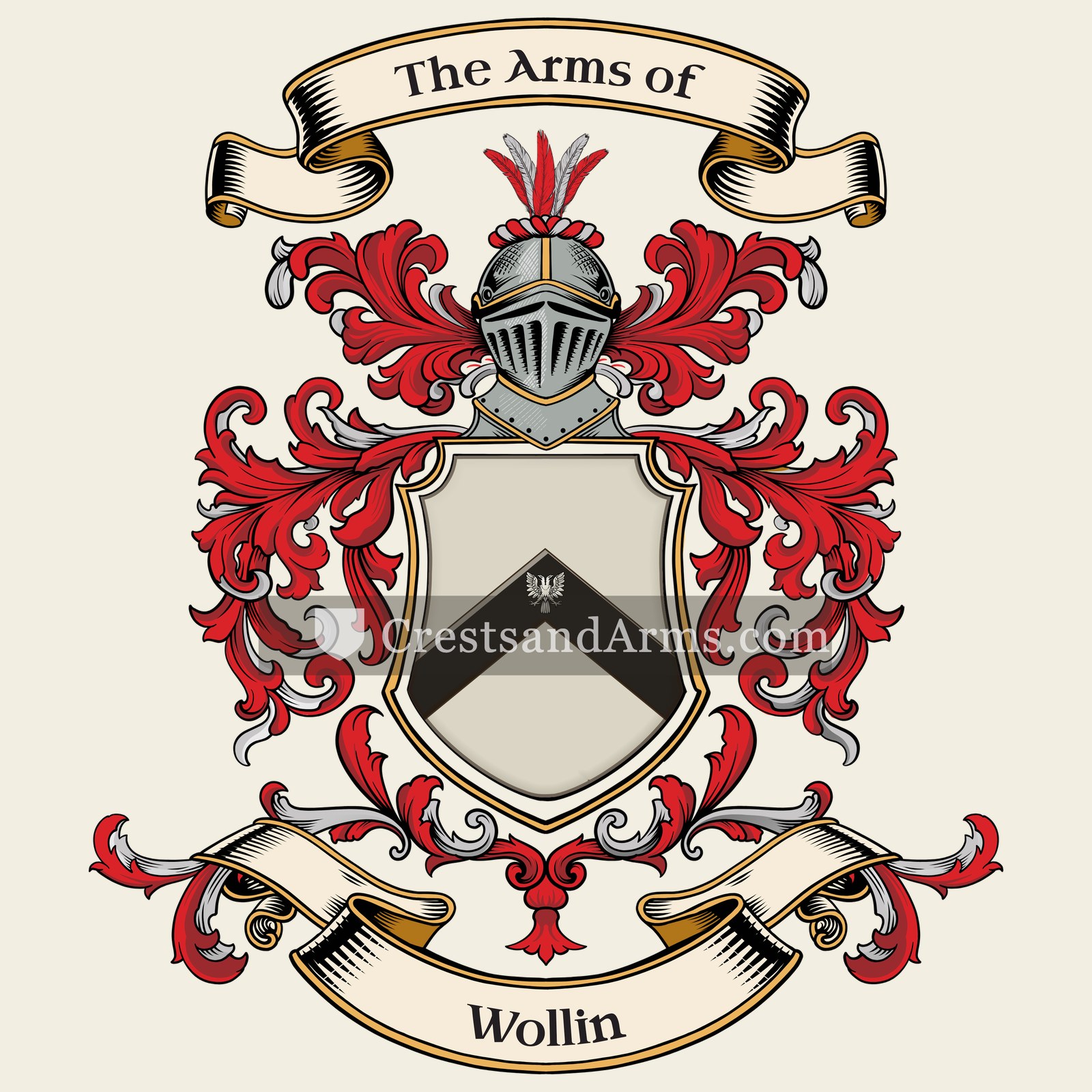 The Wollin coat of arms, drawn from the recorded blazon