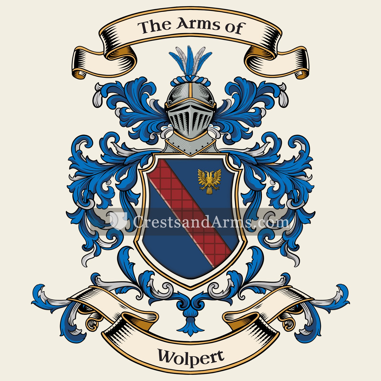 The Wolpert coat of arms, drawn from the recorded blazon