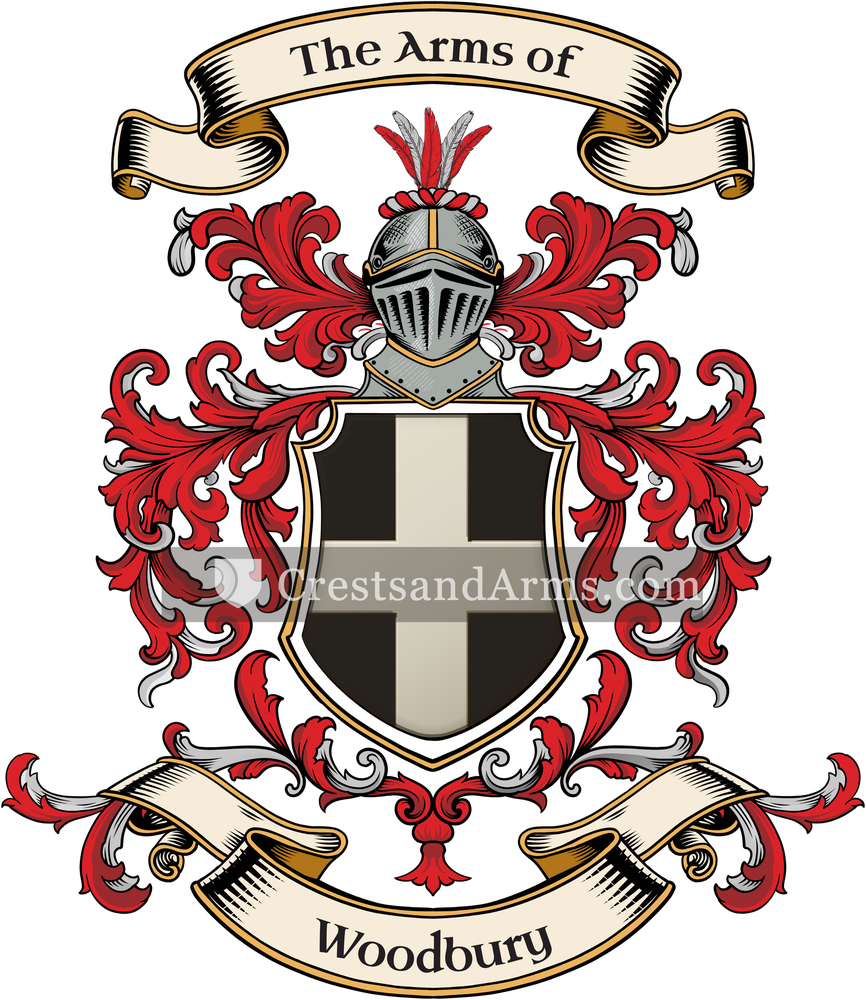 The Woodbury coat of arms, drawn from the recorded blazon