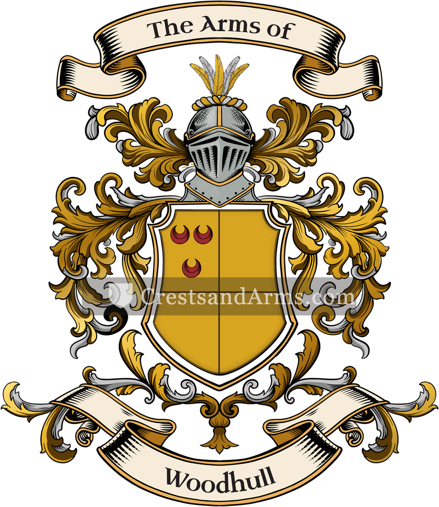 The Woodhull coat of arms, drawn from the recorded blazon