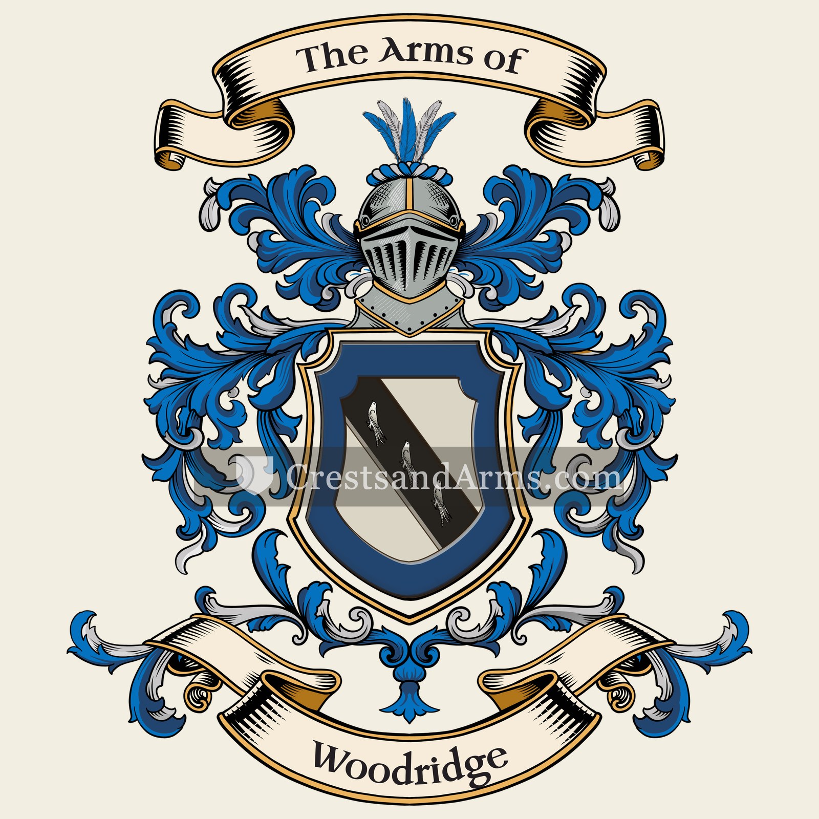 The Woodridge coat of arms, drawn from the recorded blazon