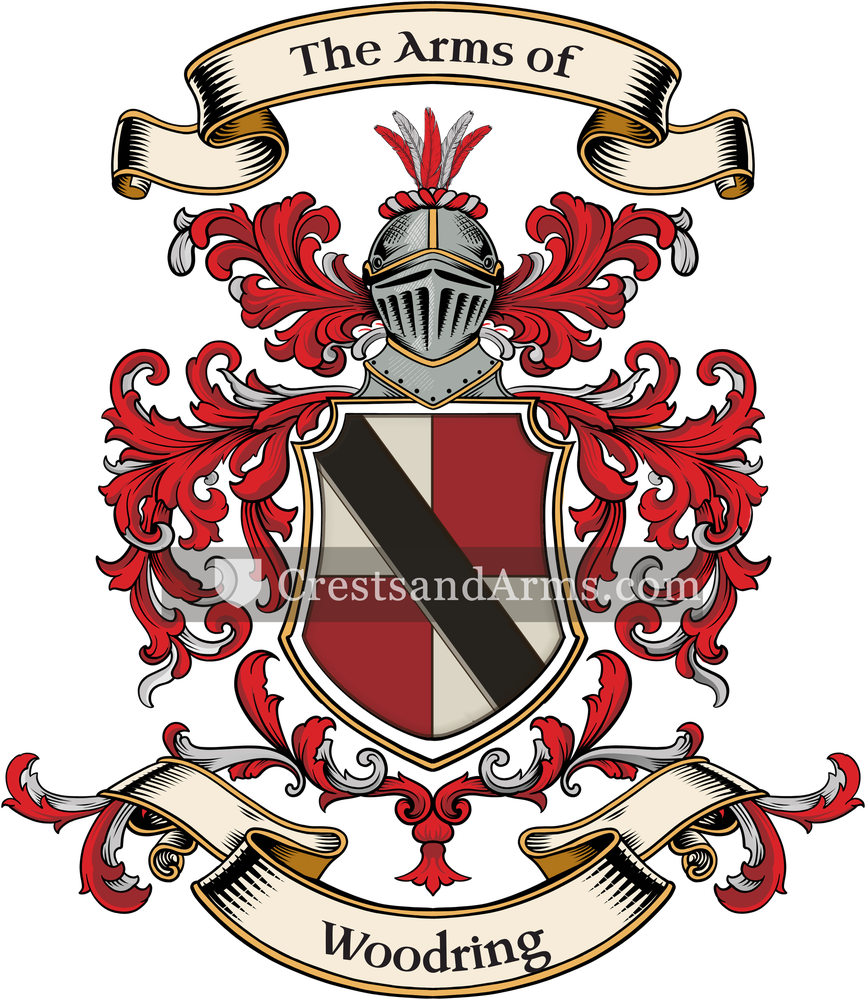 The Woodring coat of arms, drawn from the recorded blazon