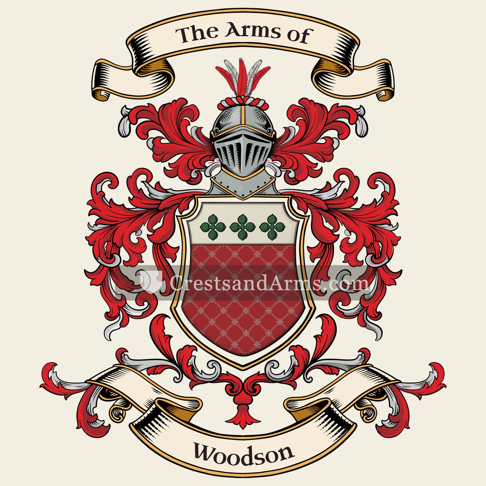 The Woodson coat of arms, drawn from the recorded blazon