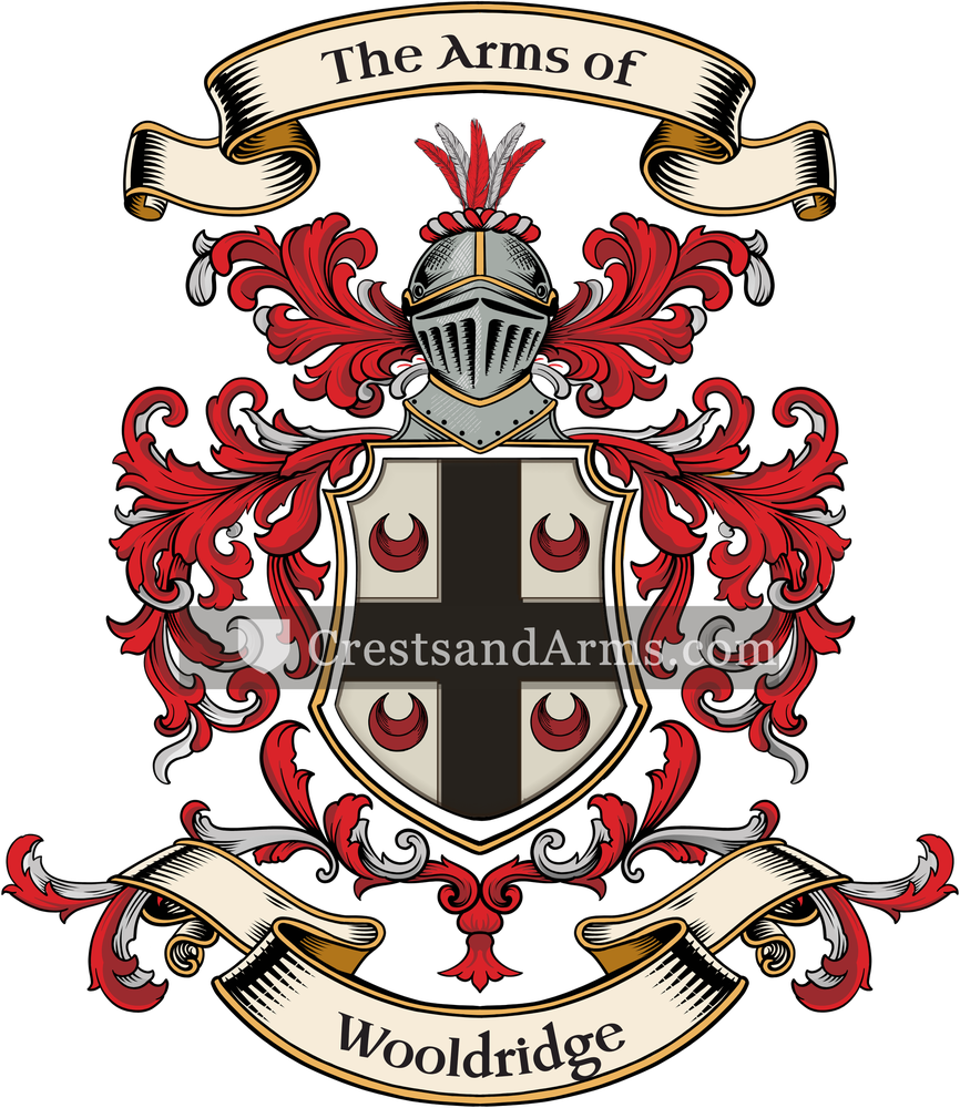 The Wooldridge coat of arms, drawn from the recorded blazon