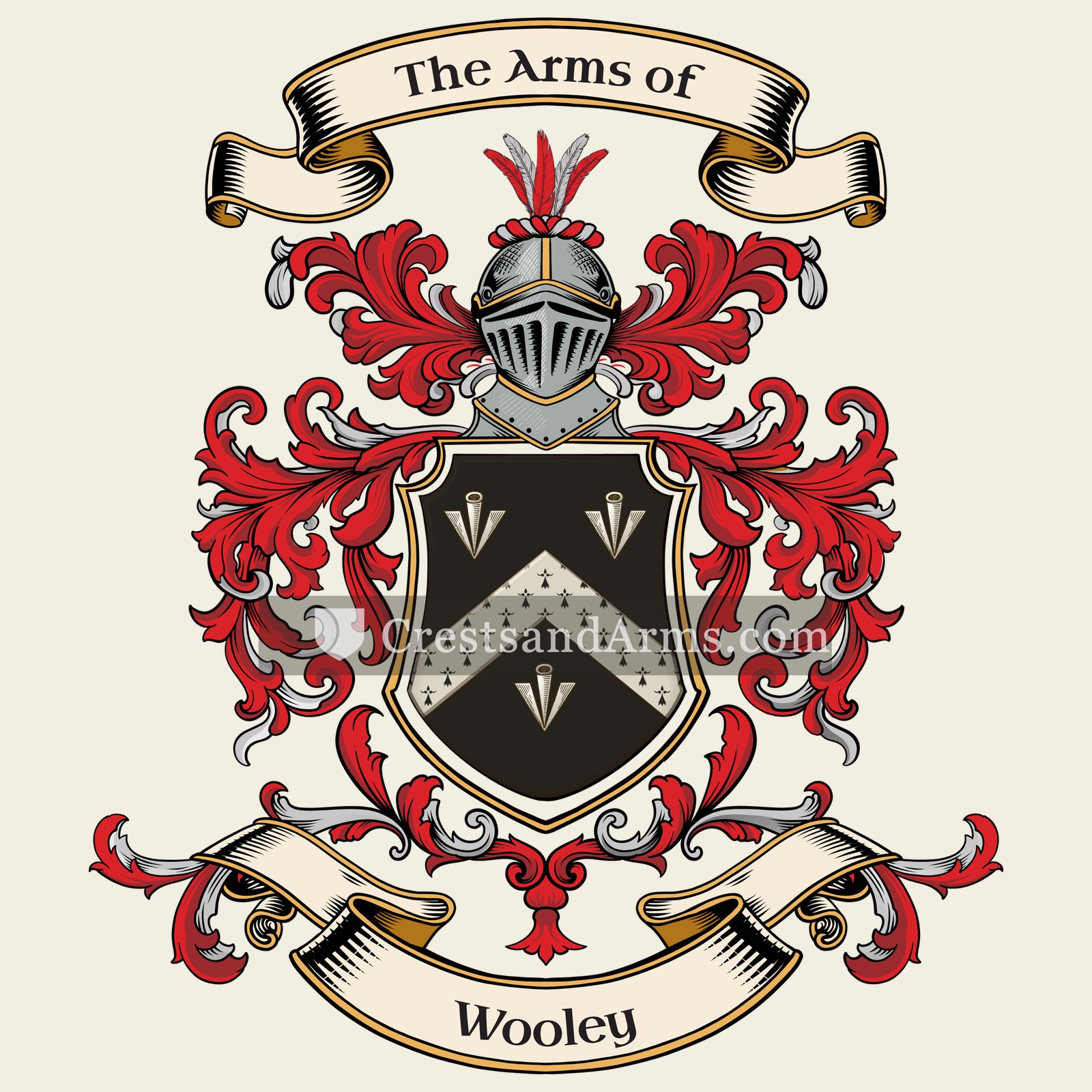 The Wooley coat of arms, drawn from the recorded blazon