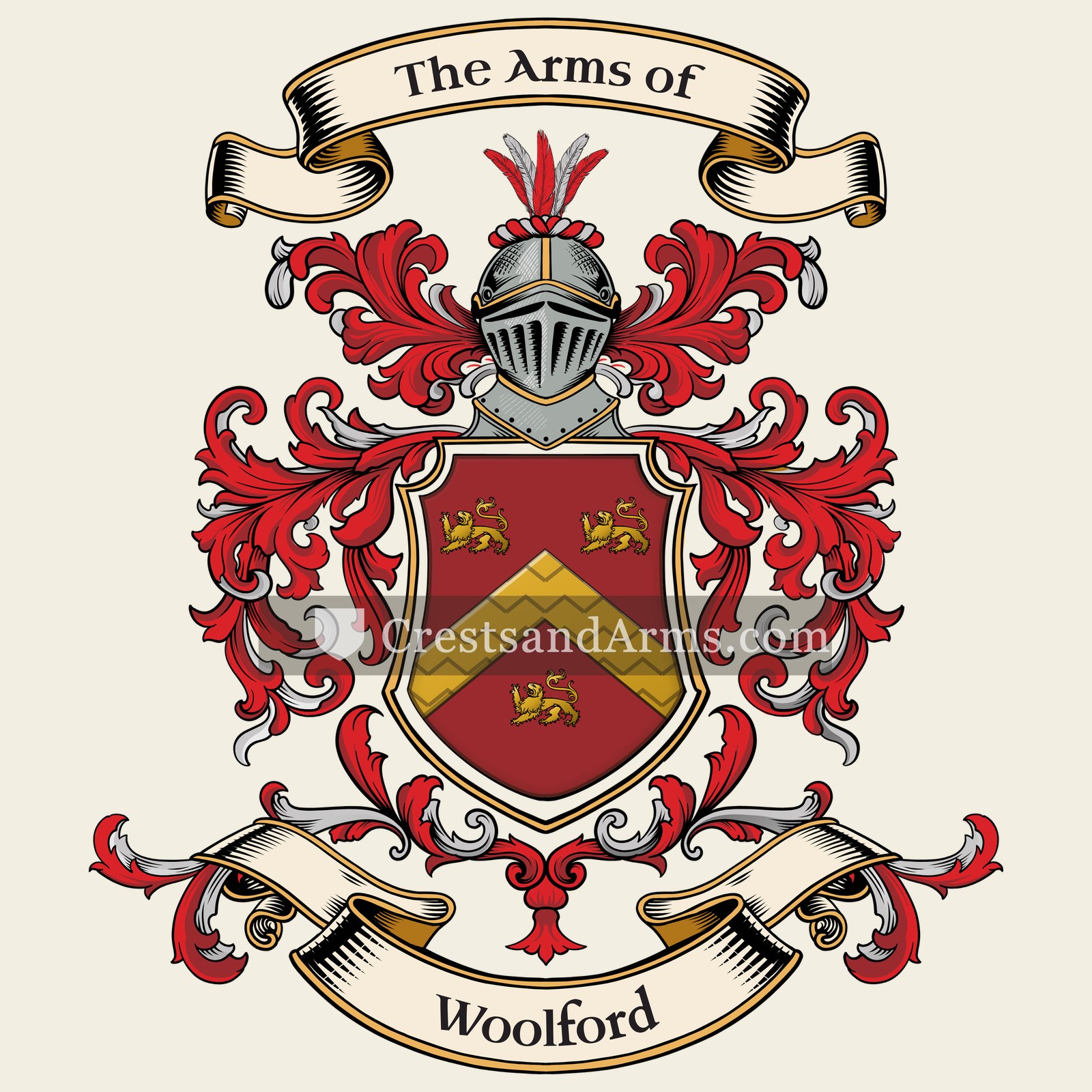 The Woolford coat of arms, drawn from the recorded blazon