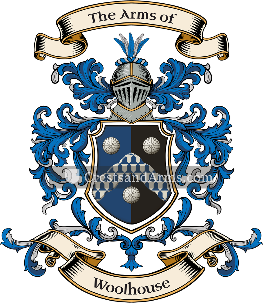 The Woolhouse coat of arms, drawn from the recorded blazon