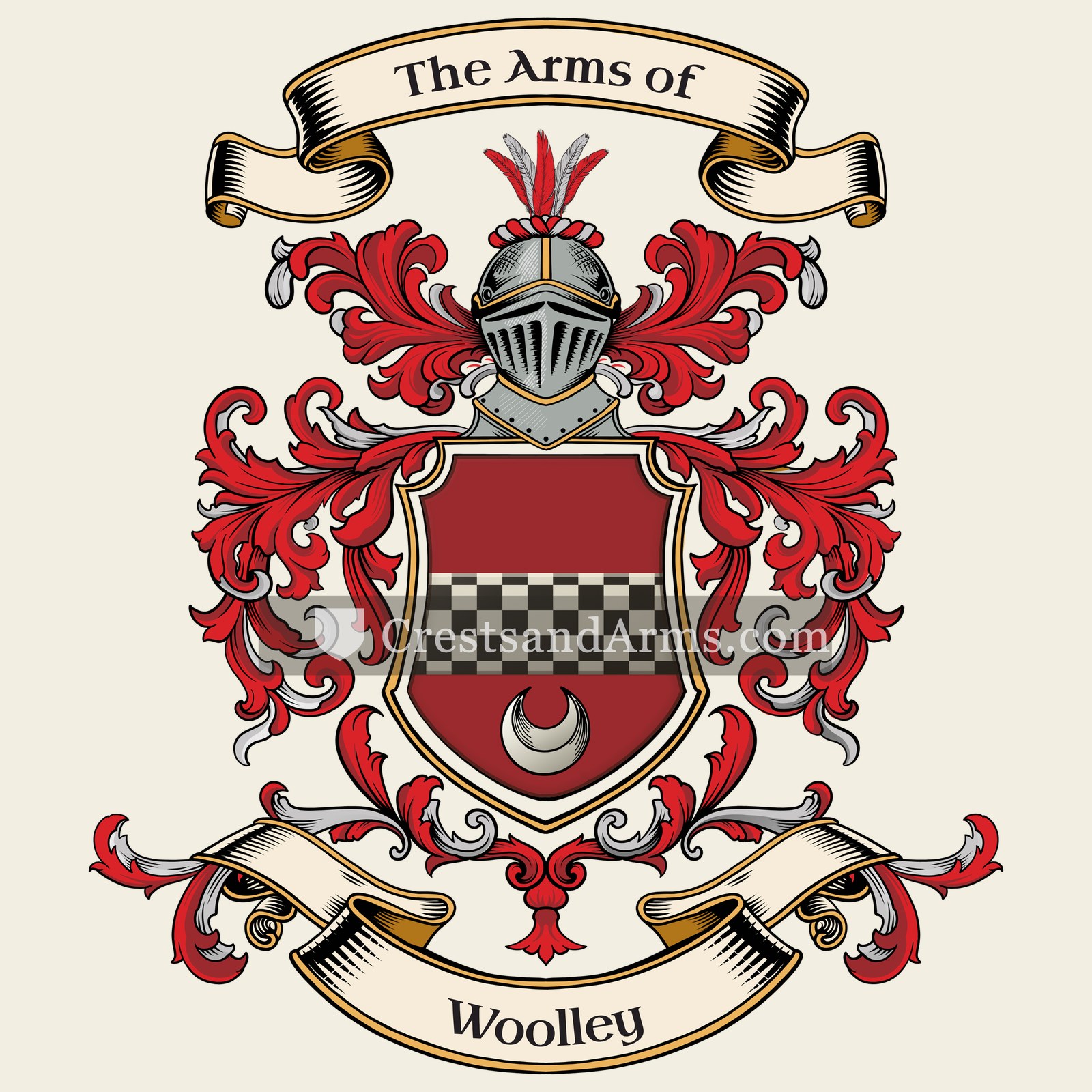 The Woolley coat of arms, drawn from the recorded blazon