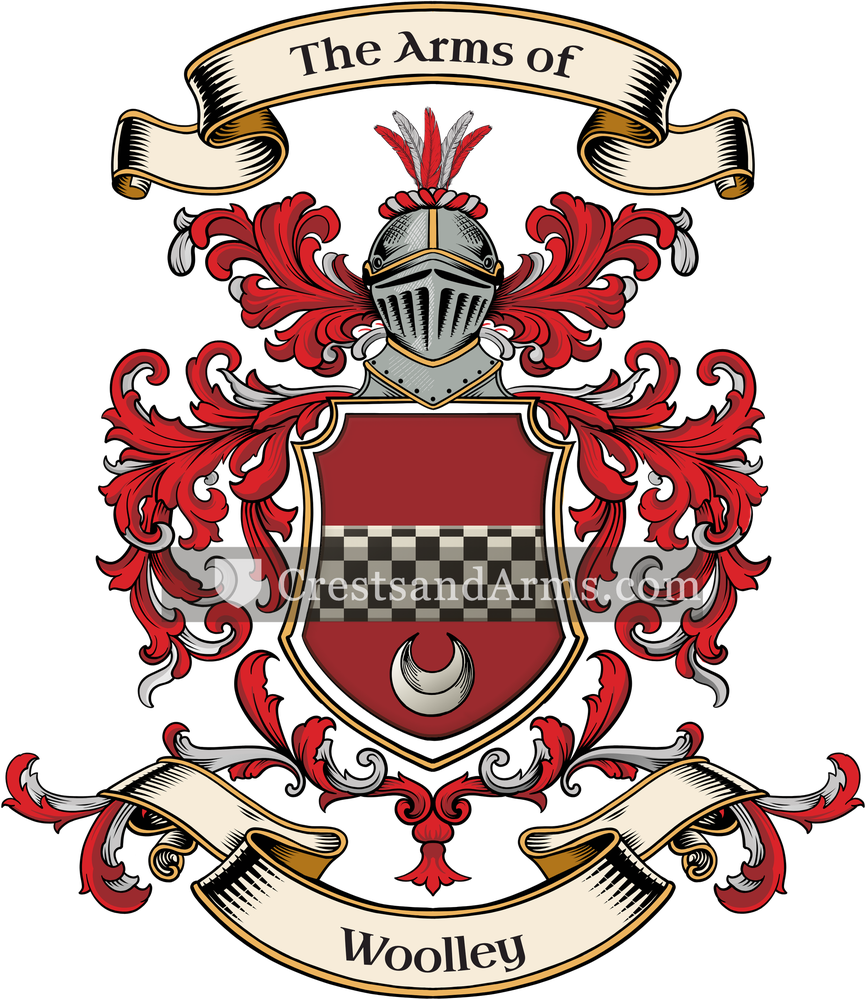 The Woolley coat of arms, drawn from the recorded blazon