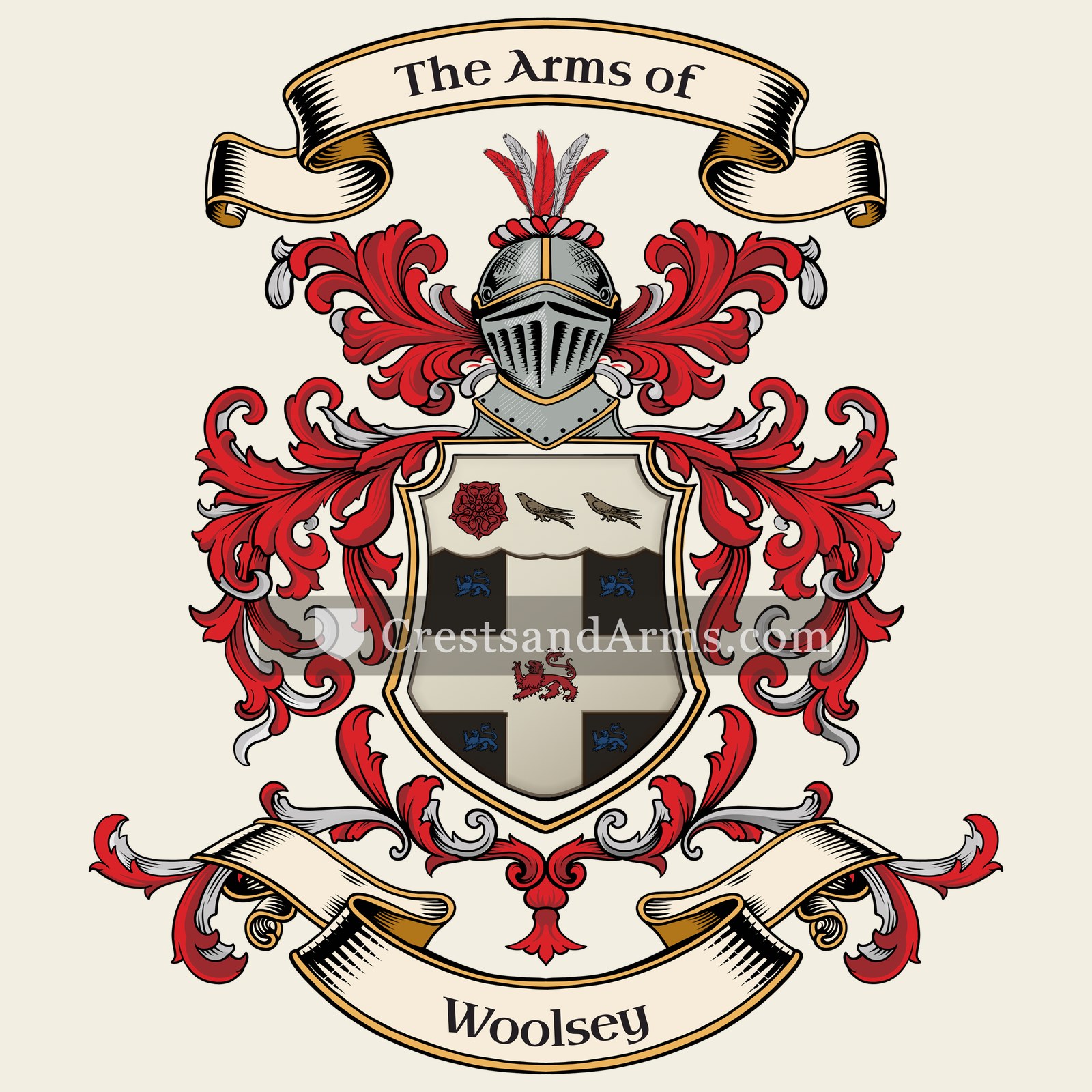The Woolsey coat of arms, drawn from the recorded blazon
