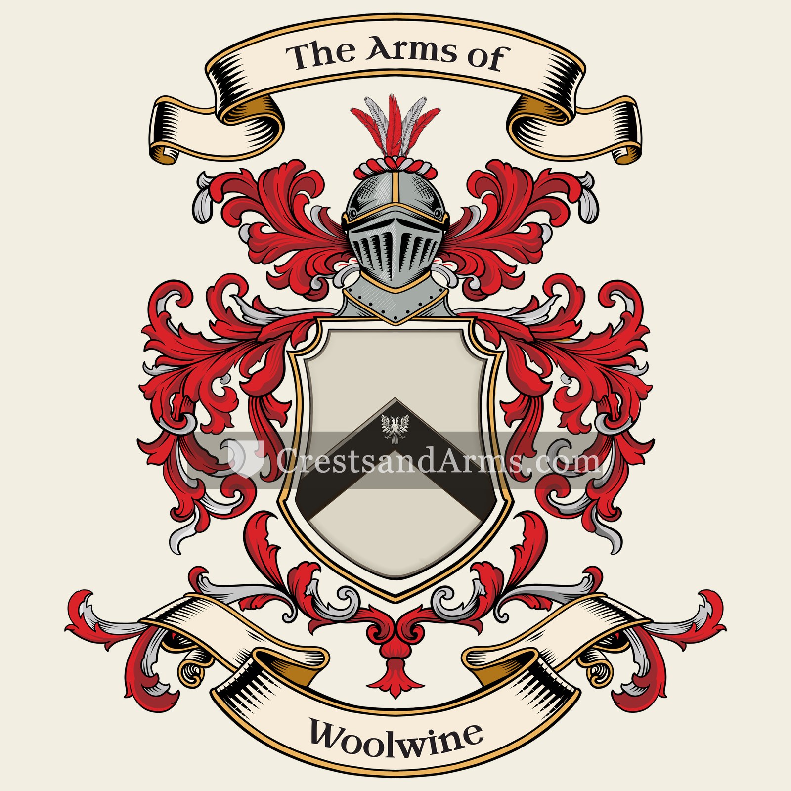 The Woolwine coat of arms, drawn from the recorded blazon