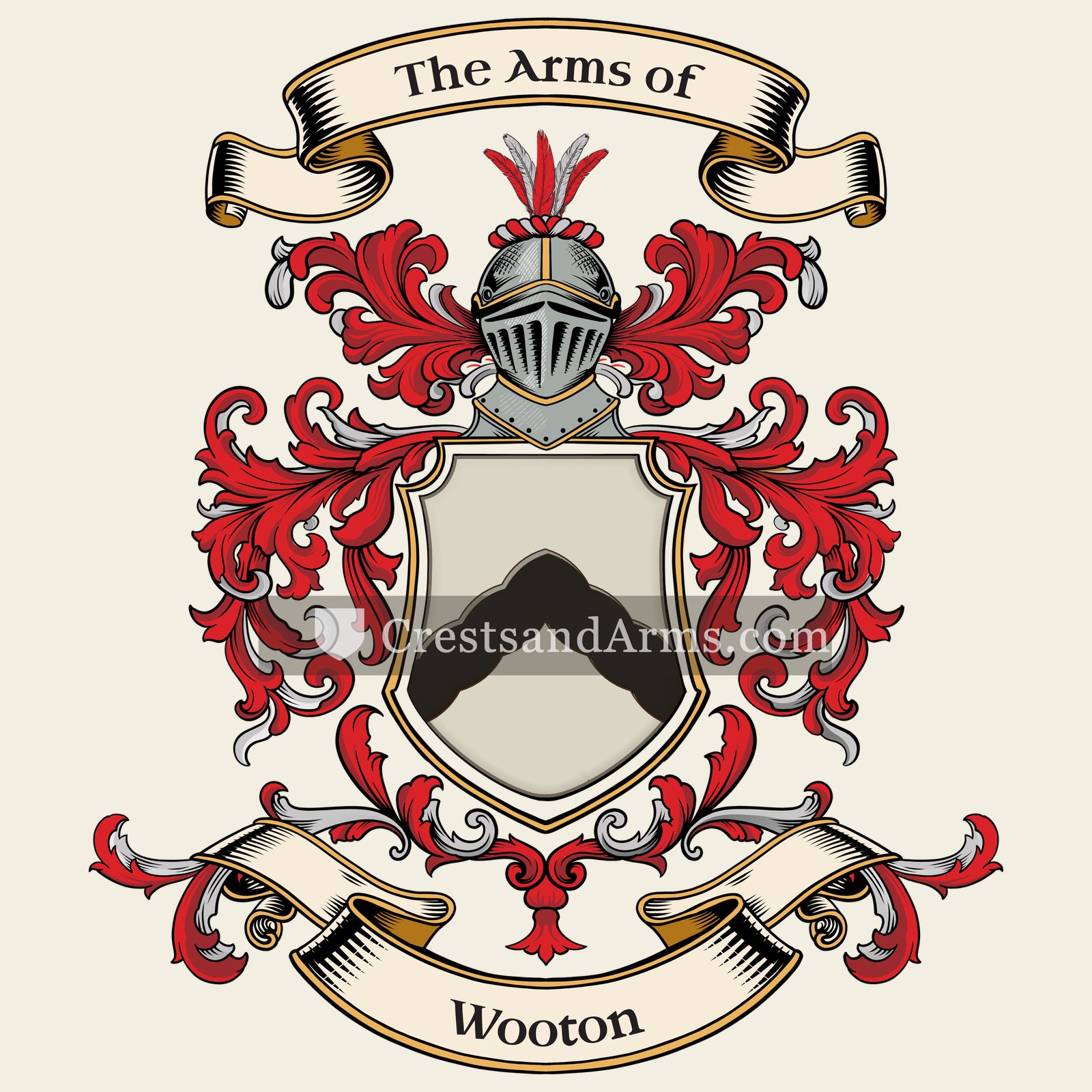 The Wooton coat of arms, drawn from the recorded blazon