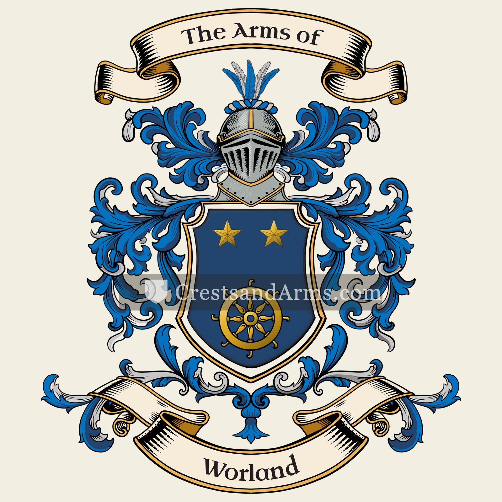 The Worland coat of arms, drawn from the recorded blazon