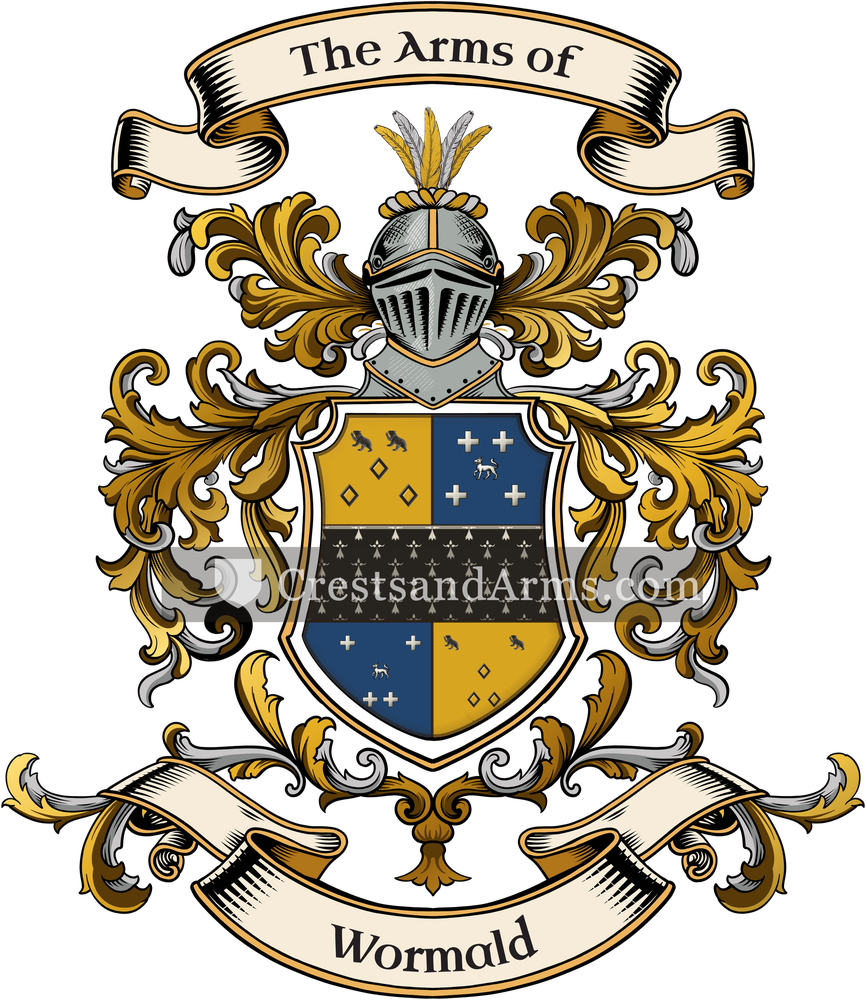 The Wormald coat of arms, drawn from the recorded blazon