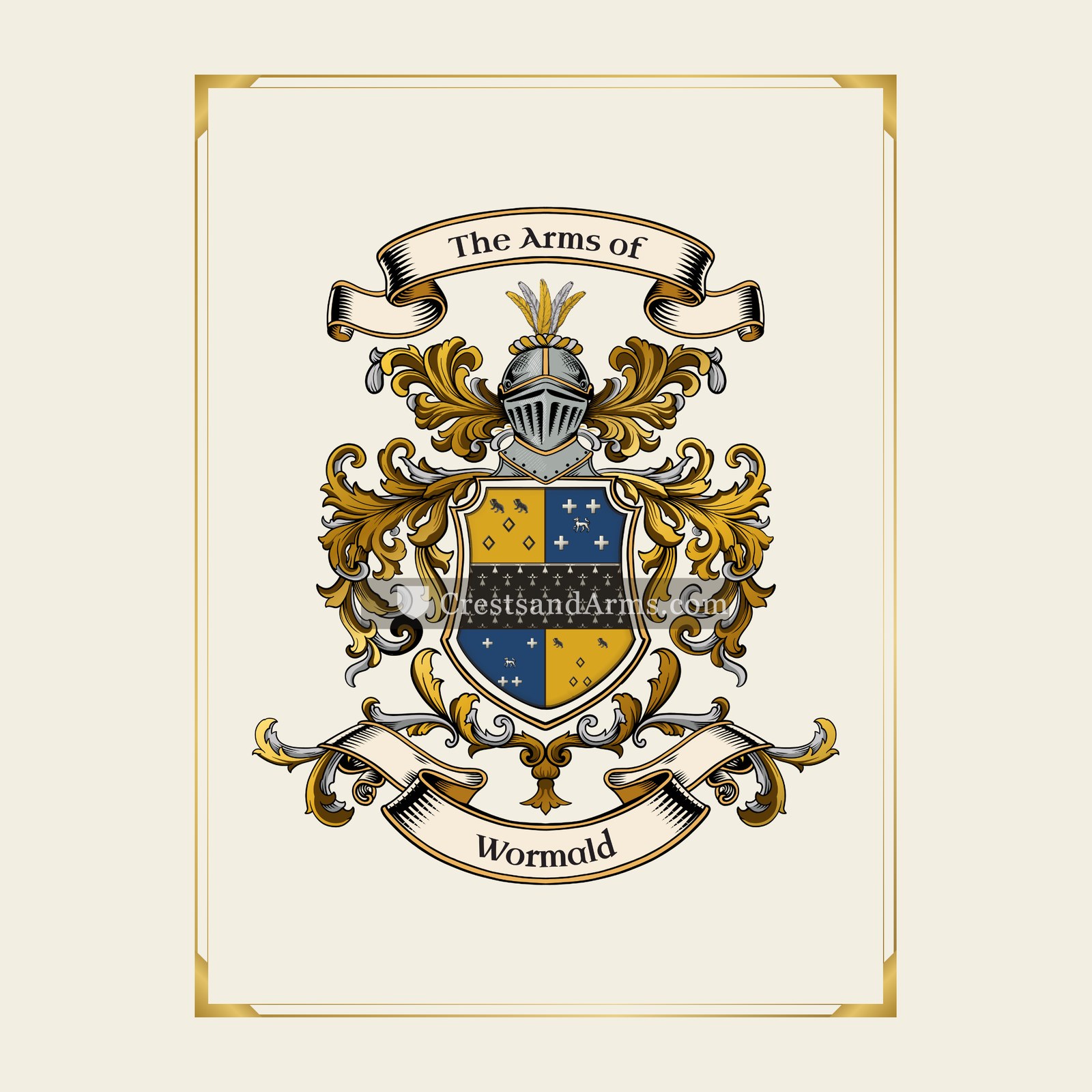 With gold border