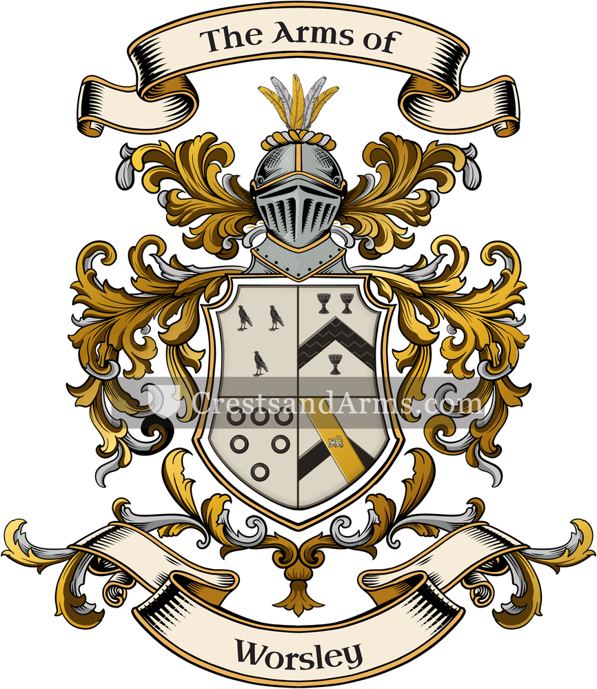 The Worsley coat of arms, drawn from the recorded blazon