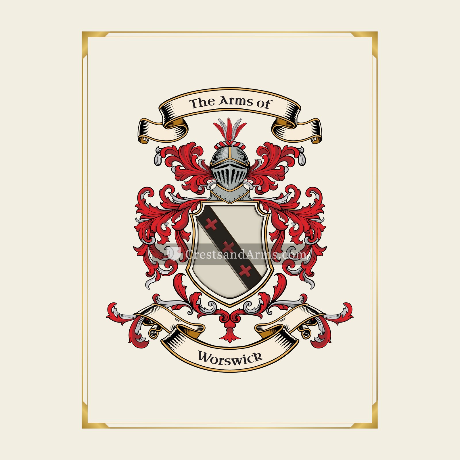 With gold border