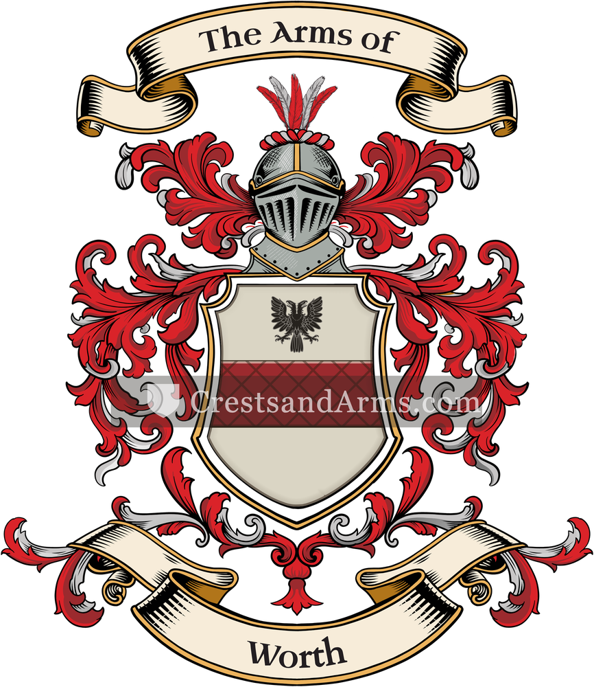 The Worth coat of arms, drawn from the recorded blazon