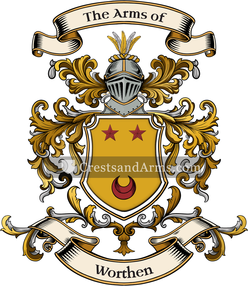 The Worthen coat of arms, drawn from the recorded blazon