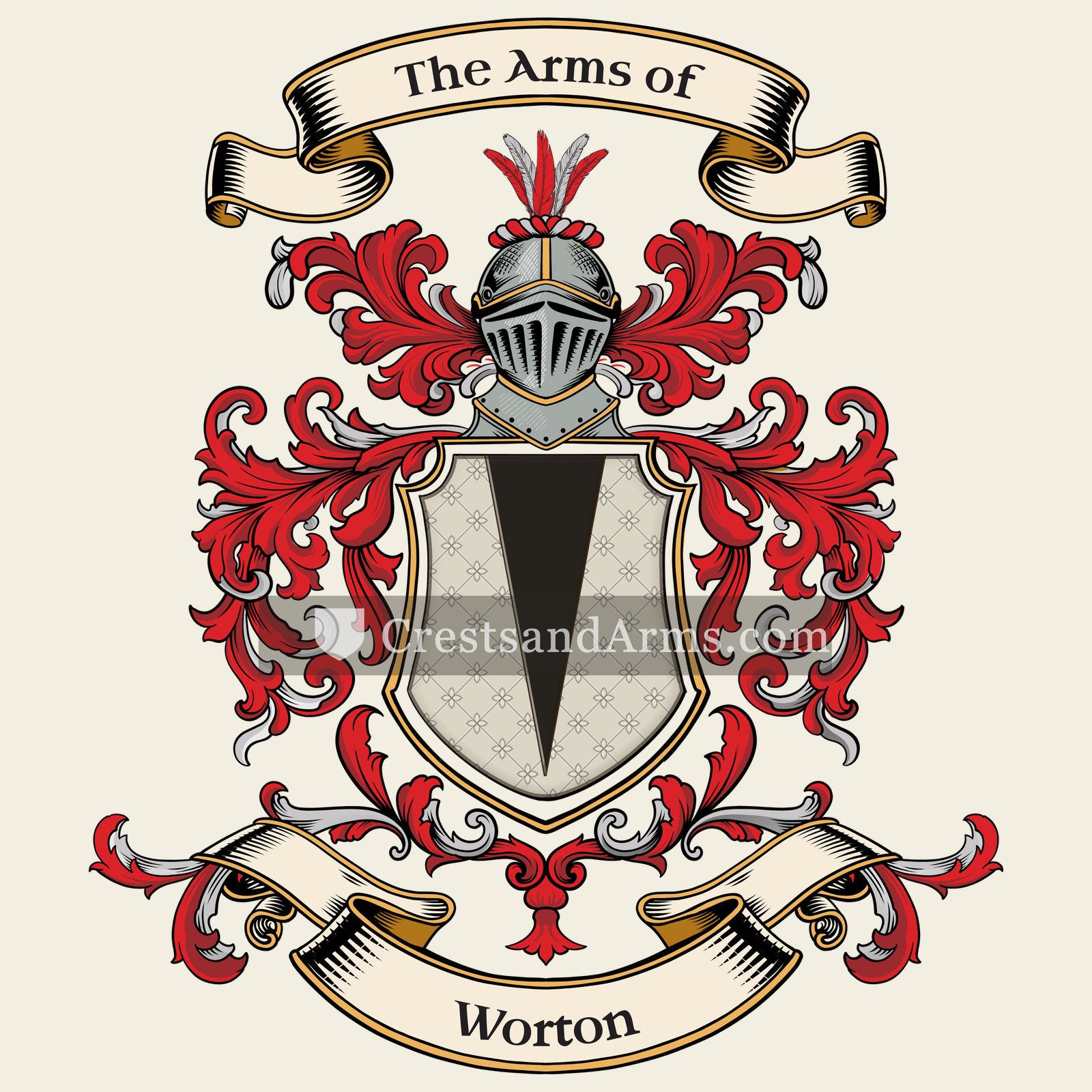 The Worton coat of arms, drawn from the recorded blazon