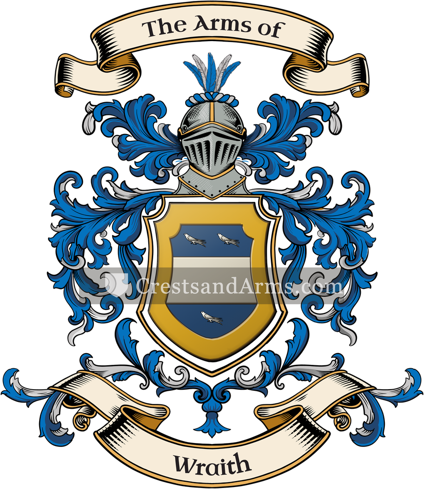 The Wraith coat of arms, drawn from the recorded blazon