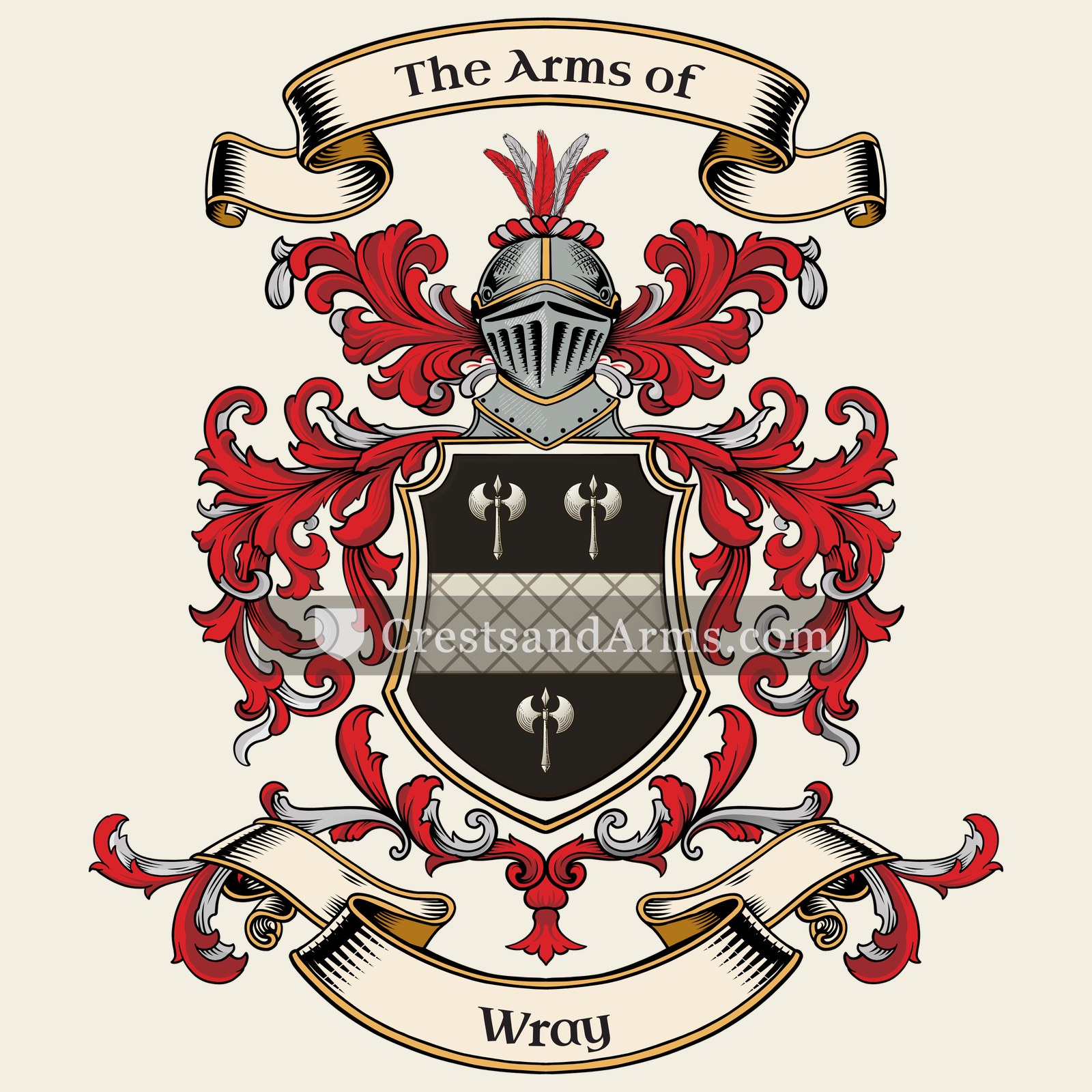 The Wray coat of arms, drawn from the recorded blazon