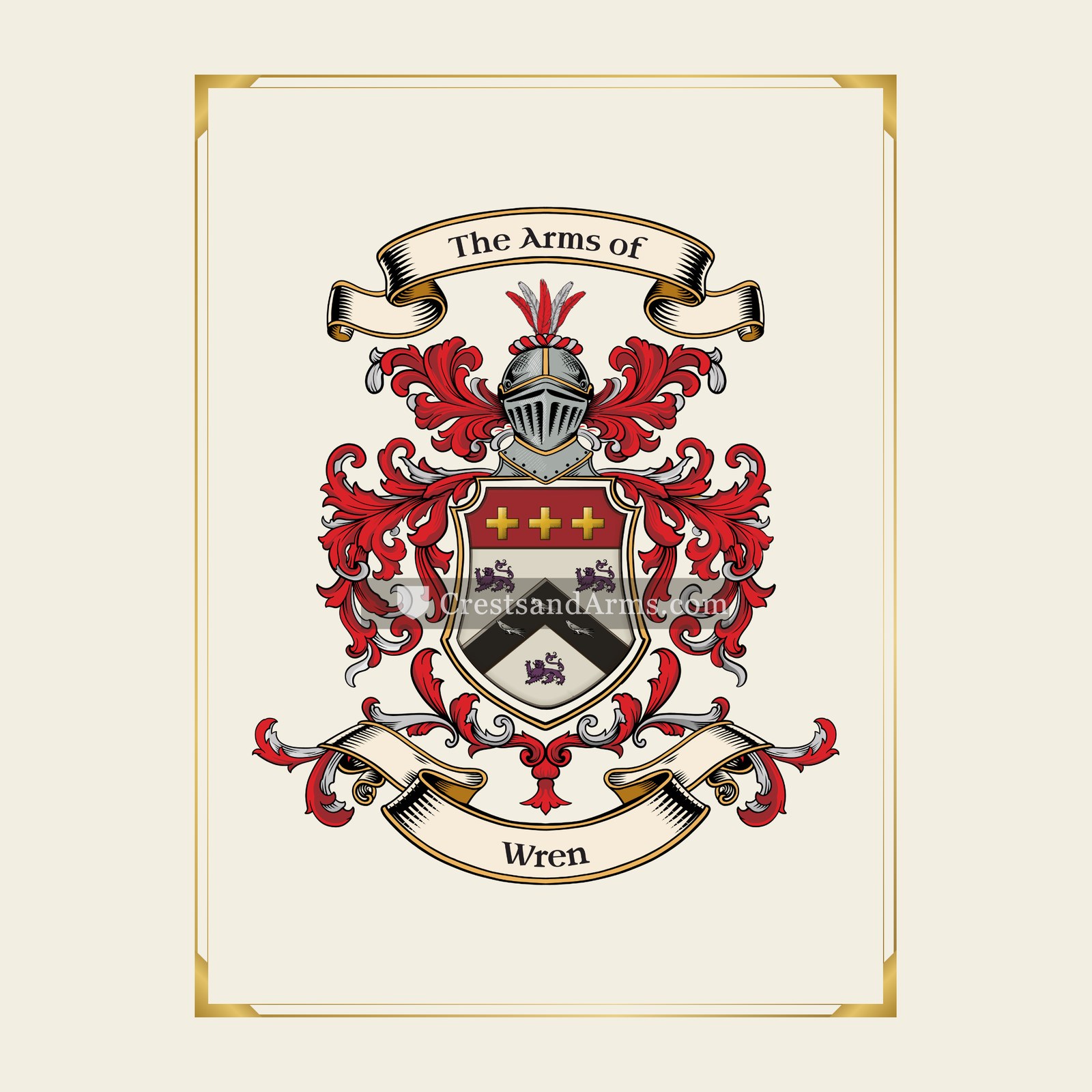 With gold border