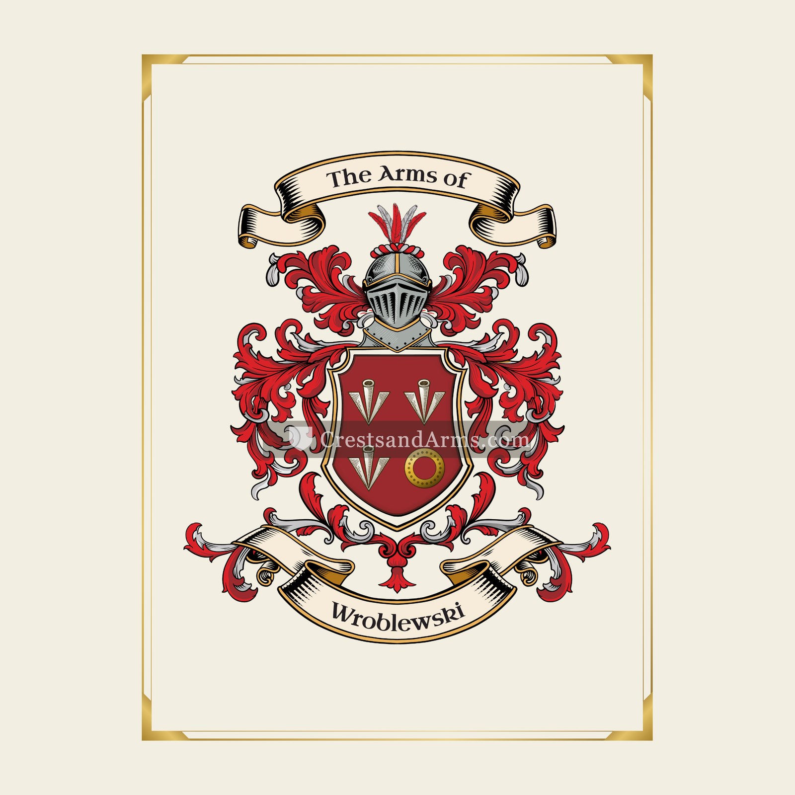With gold border