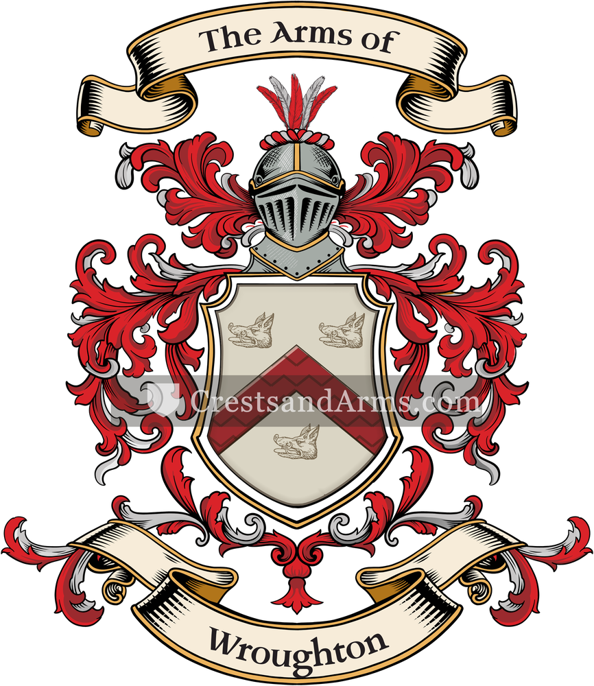 The Wroughton coat of arms, drawn from the recorded blazon