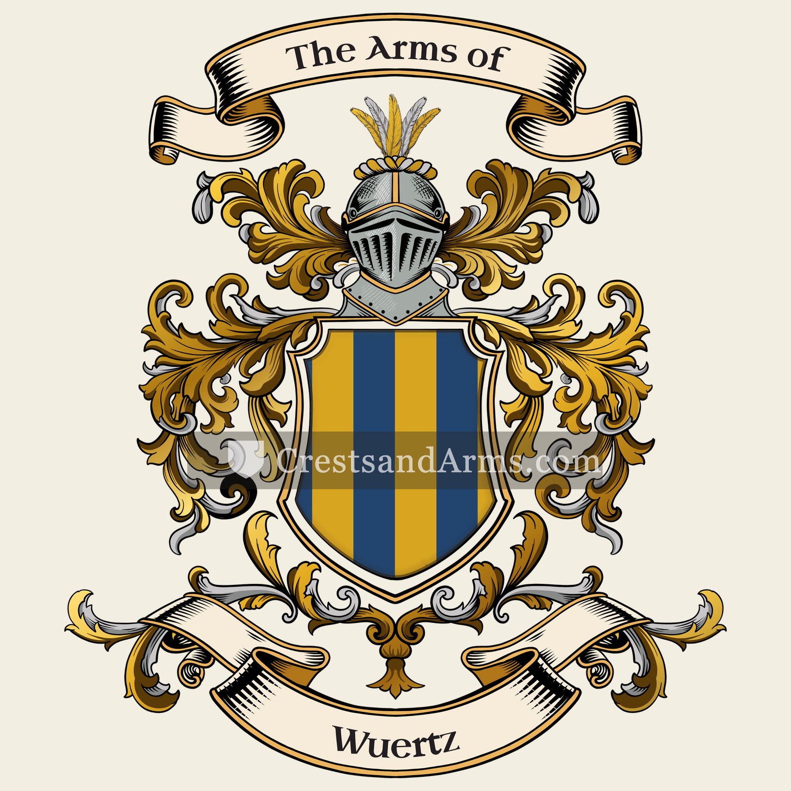 The Wuertz coat of arms, drawn from the recorded blazon