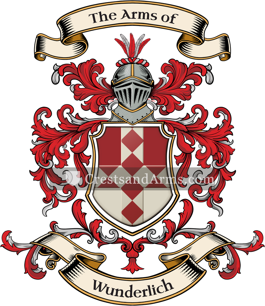 The Wunderlich coat of arms, drawn from the recorded blazon