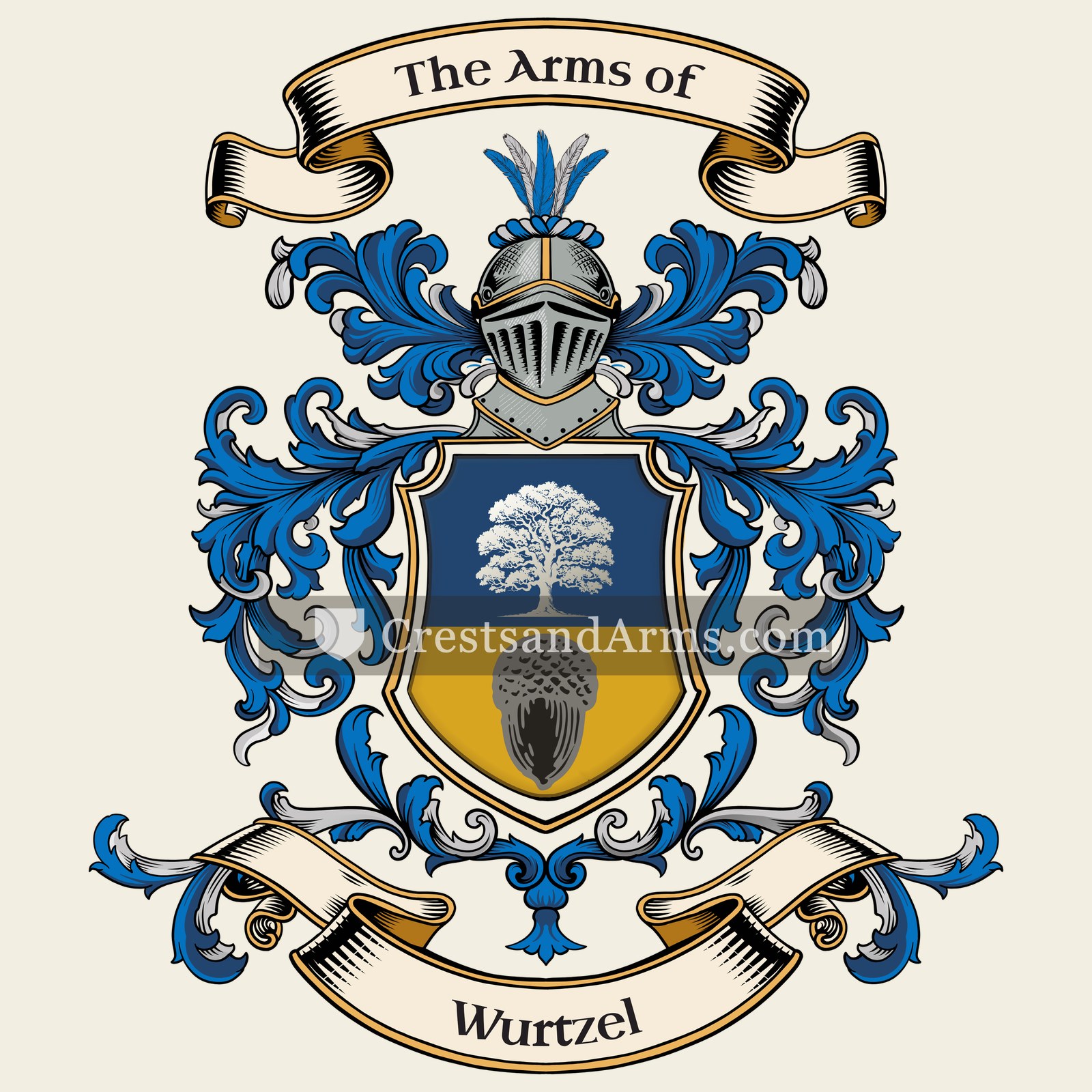 The Wurtzel coat of arms, drawn from the recorded blazon