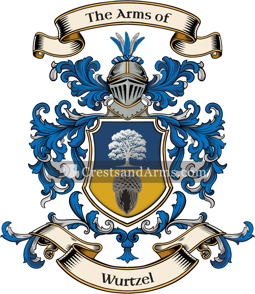 The Wurtzel coat of arms, drawn from the recorded blazon