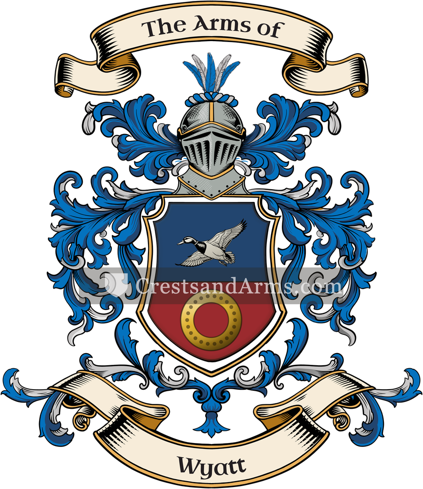 The Wyatt coat of arms, drawn from the recorded blazon