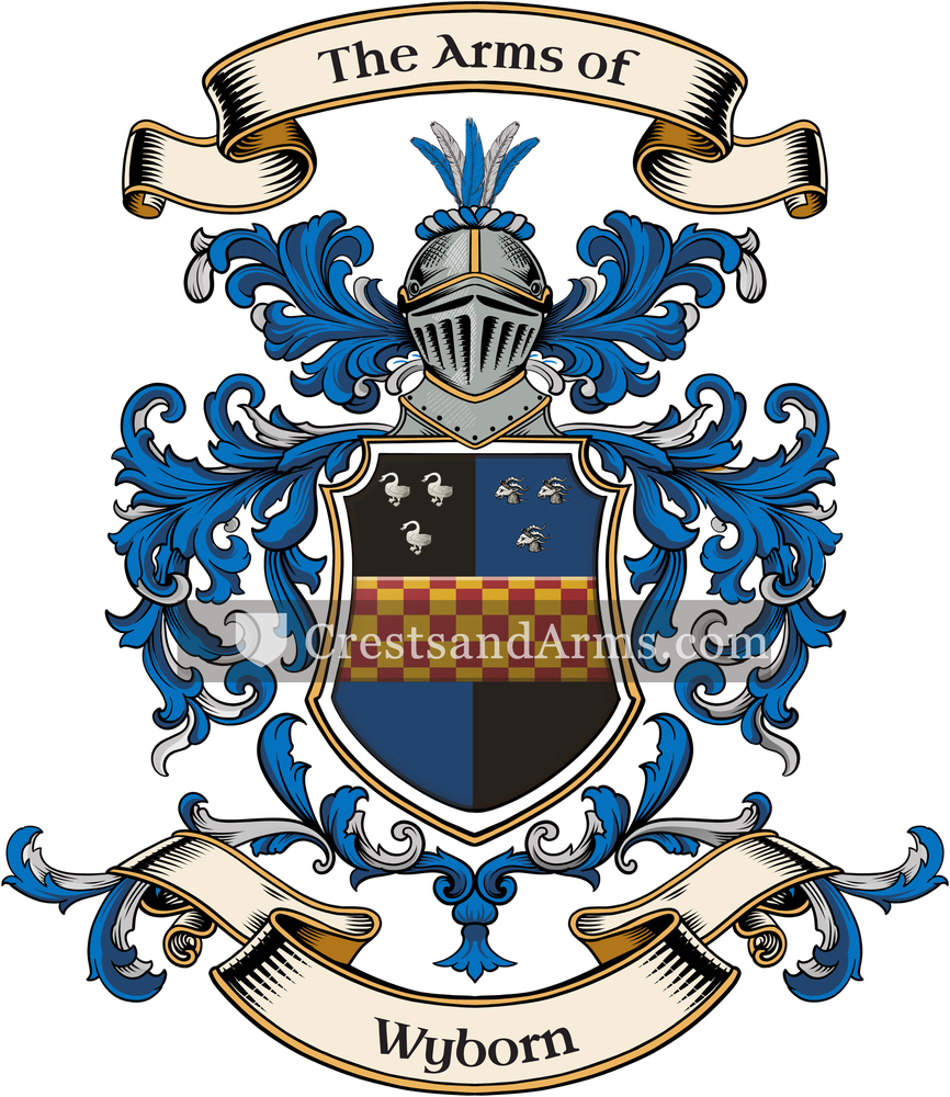 The Wyborn coat of arms, drawn from the recorded blazon