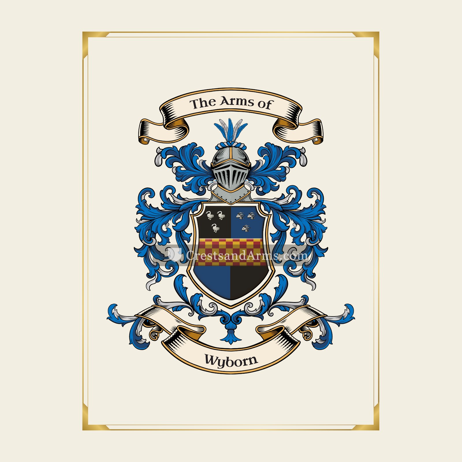 With gold border