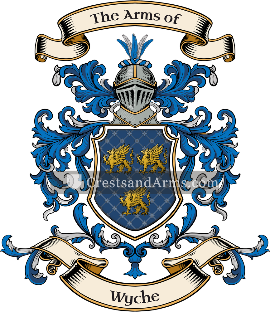 The Wyche coat of arms, drawn from the recorded blazon