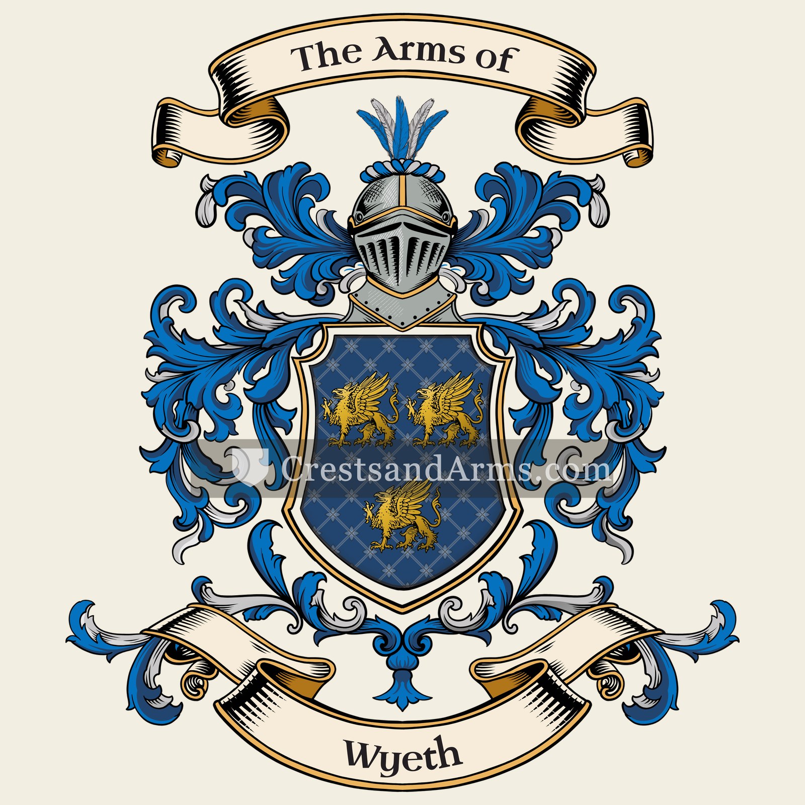 The Wyeth coat of arms, drawn from the recorded blazon